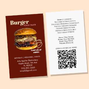 burger food truck catering business card