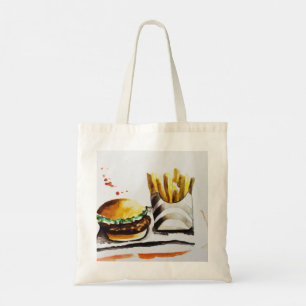 Burger & French Fries Original Water Color Tote Bag