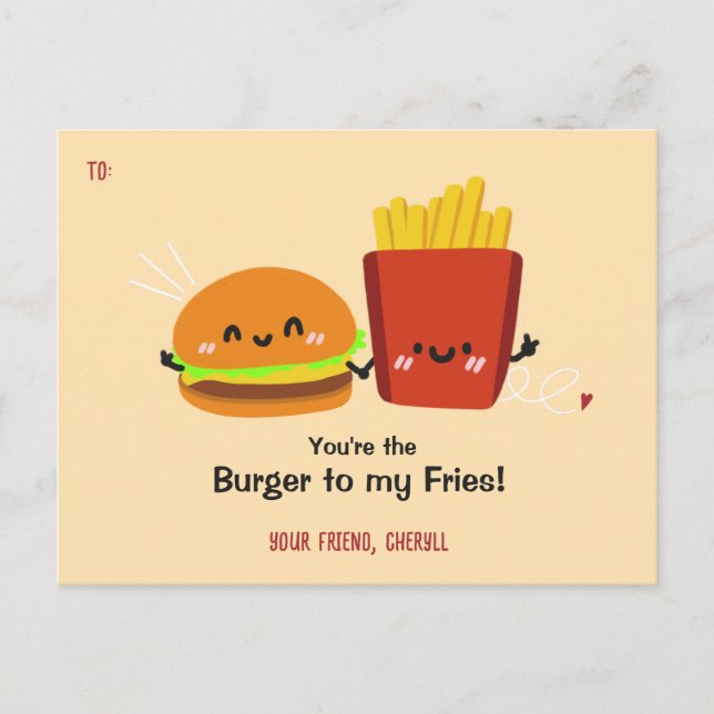 Burger & Fries Funny Valentines Day Card (Front)