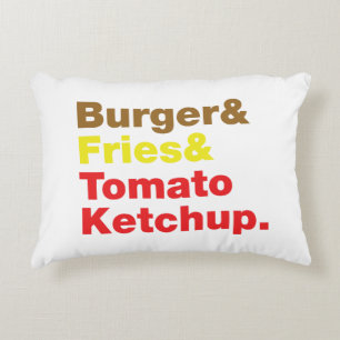 Burger & Fries & Tomato Ketchup. Accent Pillow