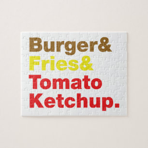 Burger & Fries & Tomato Ketchup. Jigsaw Puzzle