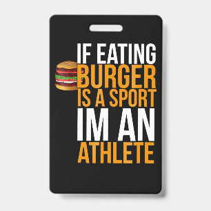 Burger Hamburger BBQ Humour Funny Pun Gift Idea Badge
