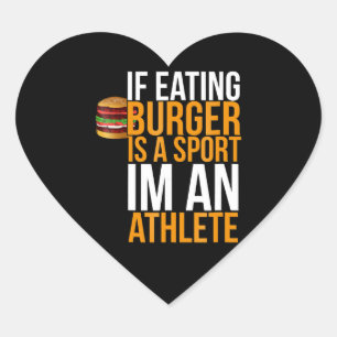 Burger Hamburger BBQ Humour Funny Pun Gift Idea Heart Sticker