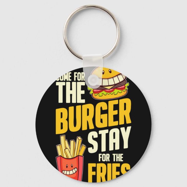 Burger hamburger bbq meat - cheeseburger keychain (Front)