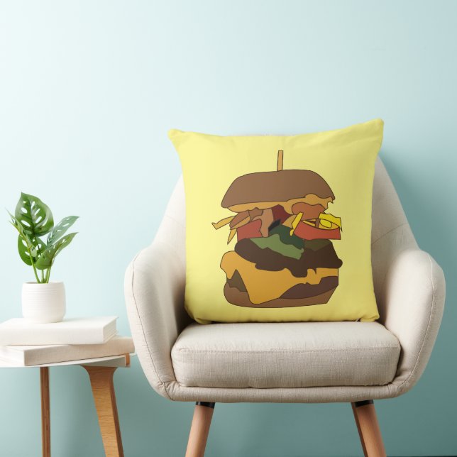 Burger Hamburger Burger Throw Pillow (Chair)