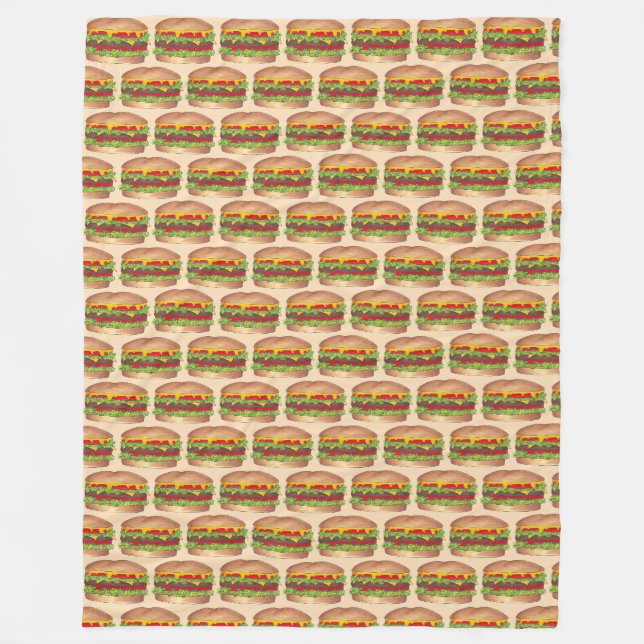 Burger Hamburger Cheeseburger Fast Food Foodie Fleece Blanket (Front)