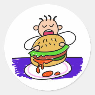 Burger Kid Classic Round Sticker