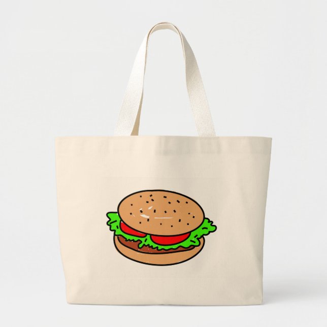 burger large tote bag (Front)