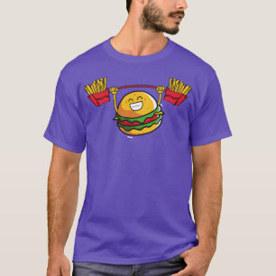 Burger Lifting Fries Funny Burger T-Shirt