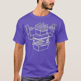Burger Lifting Fries Funny Food Snatch Squat Barbe T-Shirt