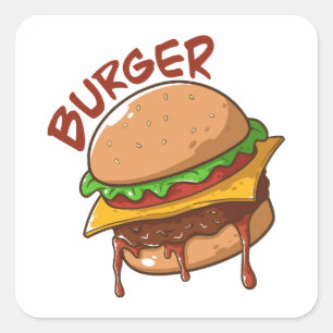 Burger Lovers Square Sticker