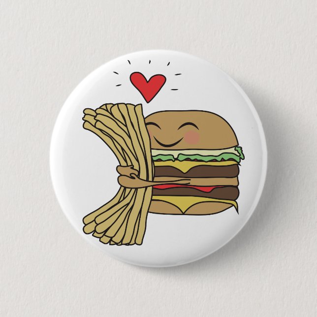 Burger Loves Fries 2 Inch Round Button (Front)