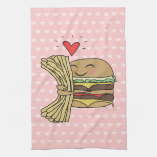 Burger Loves Fries Kitchen Towel