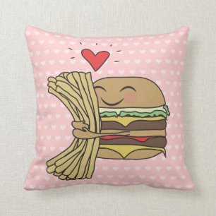 Burger Loves Fries Throw Pillow