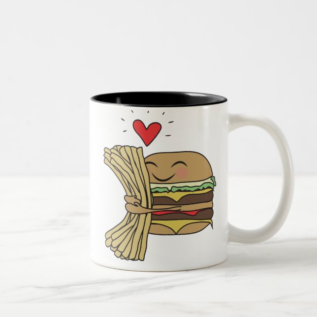 Burger Loves Fries Two-Tone Coffee Mug (Right)