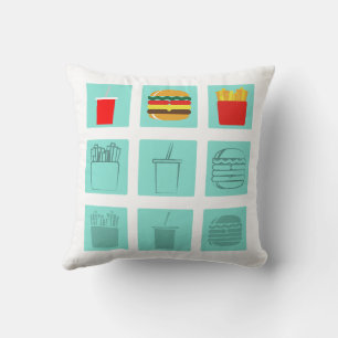 Burger meal set throw pillow
