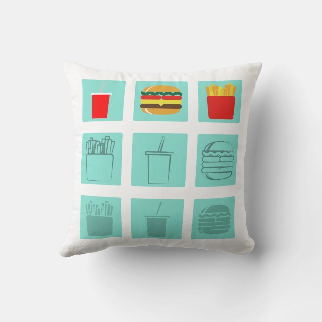 Burger meal set throw pillow (Back)