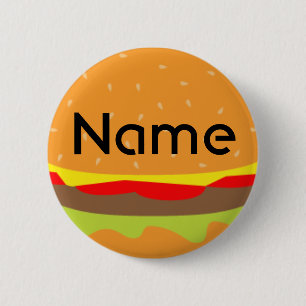Burger Name Tag Badge 2 Inch Round Button