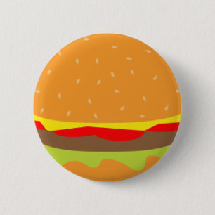 Burger Name Tag Badge 2 Inch Round Button