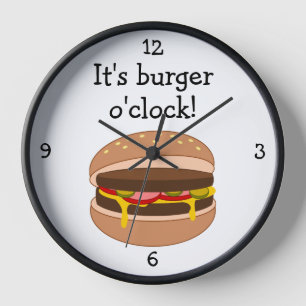Burger O'Clock fun food graphic Wall Clock