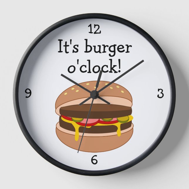 Burger O'Clock fun food graphic Wall Clock (Front)