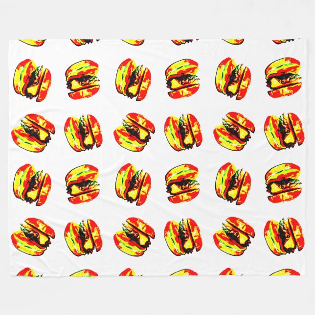 Burger Pattern Fleece Blanket (Front (Horizontal))