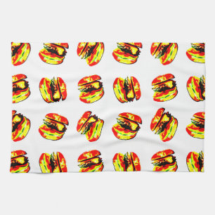 Burger Pattern Kitchen Towel