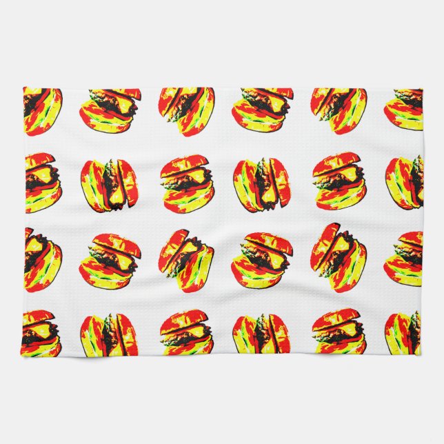 Burger Pattern Kitchen Towel (Horizontal)
