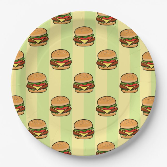 Burger Pattern Paper Plate (Front)