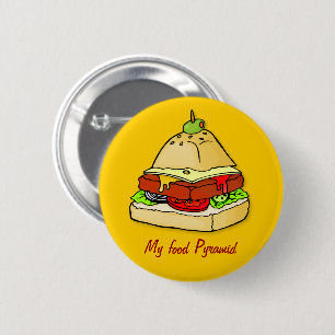 Burger pyramid 2 inch round button