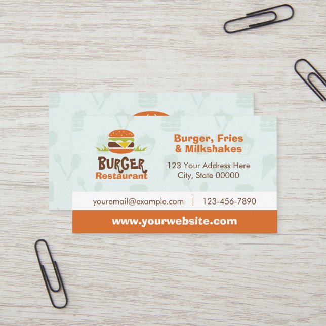Burger Restaurant Business Card (Front/Back In Situ)