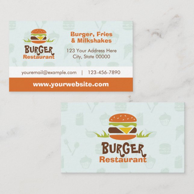 Burger Restaurant Business Card (Front/Back)