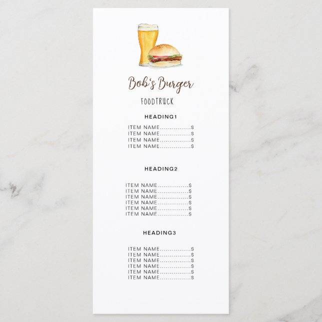 Burger Restaurant / Camion de nourriture Carte Men (Devant)
