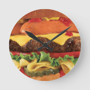 burger round clock