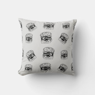 Burger Shop Style Pattern Throw Pillow