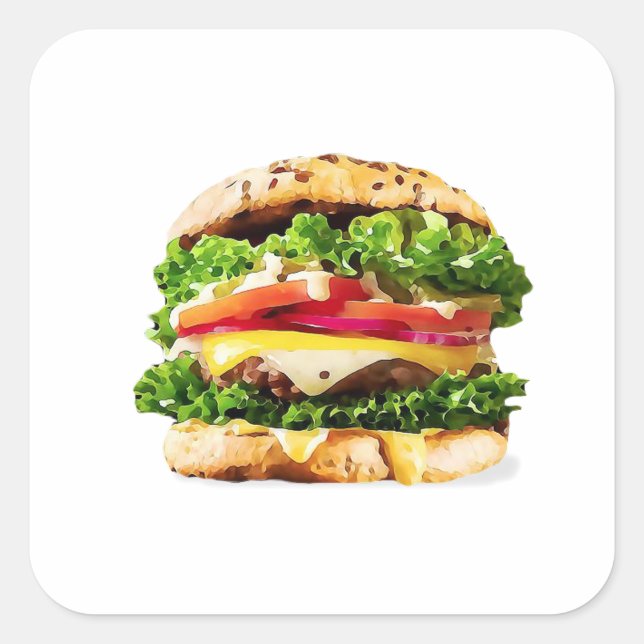 Burger Square Sticker (Front)