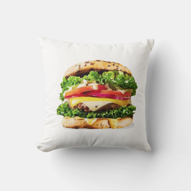 Burger Throw Pillow (Front)