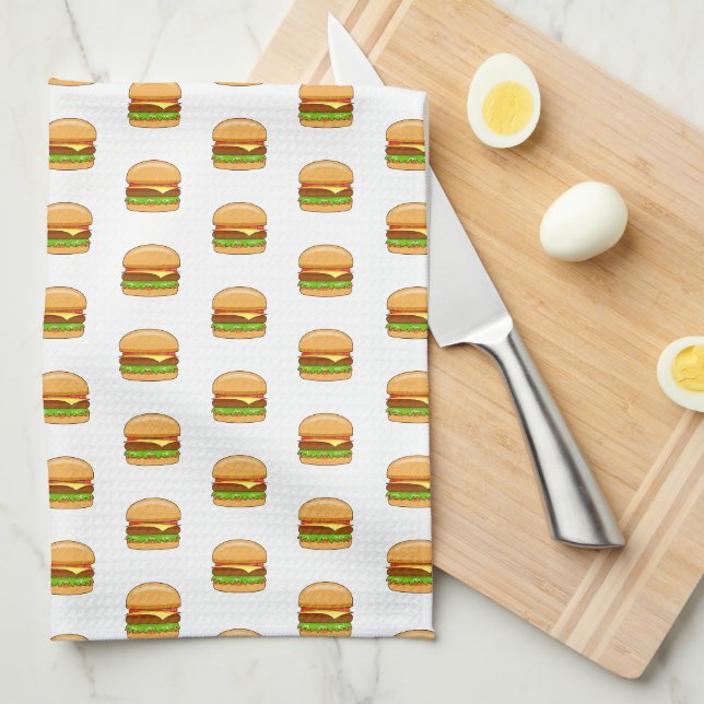 Burger Vector Illustration Kitchen Towel (Quarter Fold)