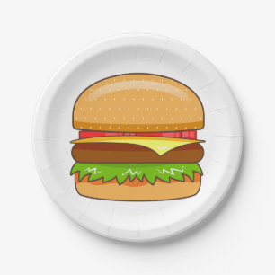 Burger Vector Illustration Paper Plate