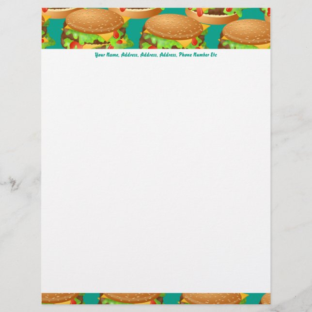 Burger Wallpaper, Burger Wallpaper, Your Name, ... Letterhead (Front)
