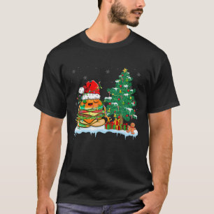 Burger Yoga Lover Xmas Burger Wearing Santa Hat Ch T-Shirt