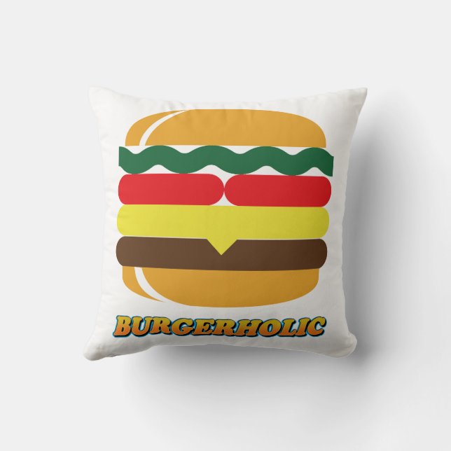 Burgerholic Throw Pillow (Back)