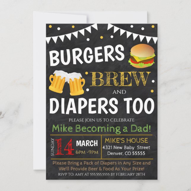 Burgers and Beer Baby Shower Invitation (Front)