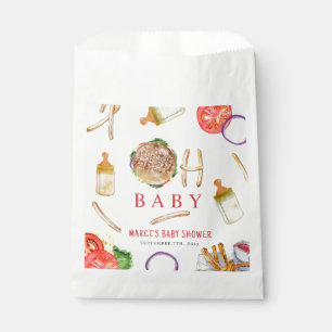 Burgers and Bottles Hamburger Oh Baby Shower Favour Bag