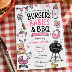 Burgers Babies BBQ Baby Shower Invitation