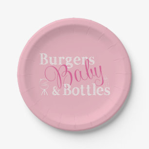 Burgers Baby Bottles Babyq BBQ Baby Girl Pink Paper Plate