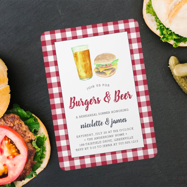 Burgers & Bière Dîner de répétition Invitation (Créateur téléchargé)