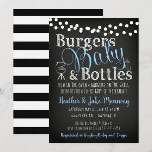 Burgers Blue Bottles, Boy Baby Shower Invitation