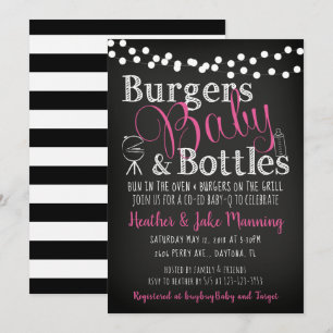 Burgers Bouteilles Roses, Invitation Baby shower F
