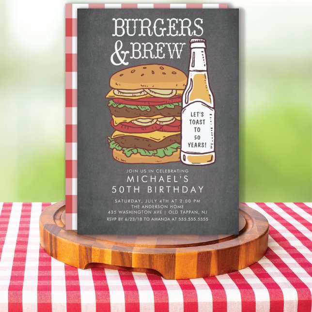 Burgers & Brûler Barbecue Anniversaire Invitation (Créateur téléchargé)